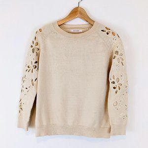 Chinti & Parker Scoop Neck Eyelet Sweater